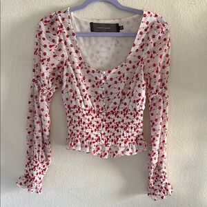 Cherry Print Long Sleeve Top